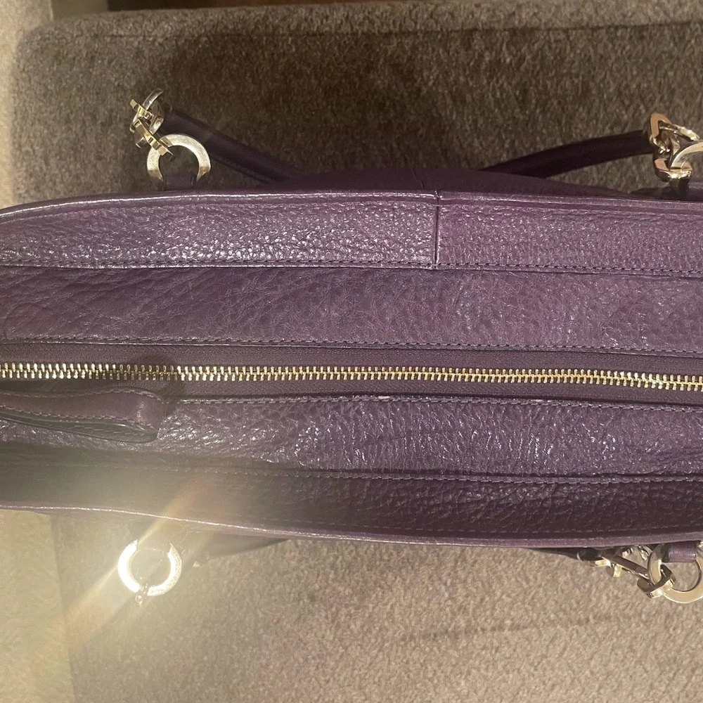 Vintage Coach Madison Deep Plum pebble Leather Tote with Gold Hardware - Picture 8 of 9